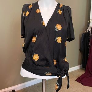 Madewell black floating floral top